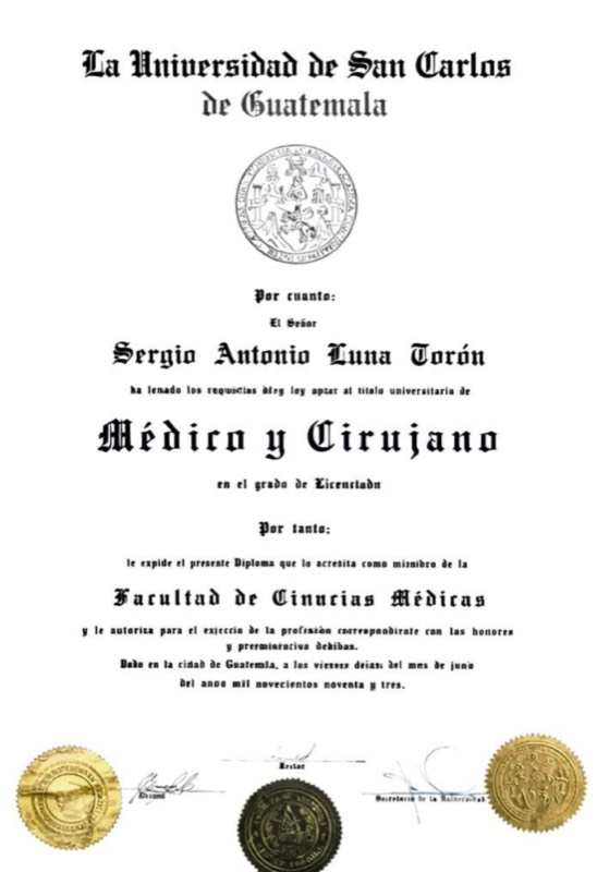 Médico y Cirujano – Universidad de San Carlos de Guatemala